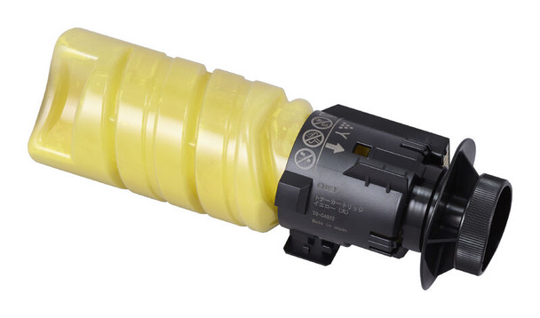 OKI MC554 HY Yellow Toner cartridge with yellow and black plastic components, Oki branding visible.