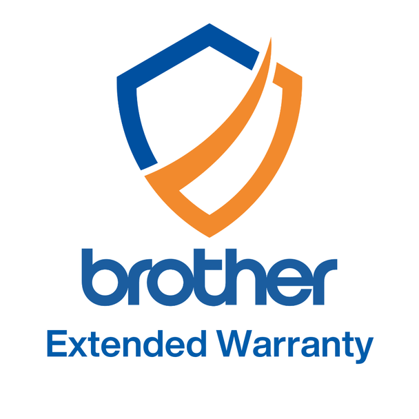 Brother Extended Warranty logo with blue and orange shield and text on white background.