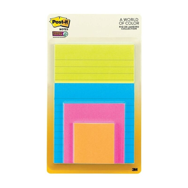 Post-It Super Sticky Notes Rio De Janeiro Assorted Sizes (Box of 6)