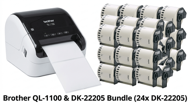 Brother QL-1100 Label Printer & Label Rolls Bundle (24x DK-22205)
