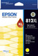 Epson 812XL DURABRite Yellow Ink Cartridge packaging, high-capacity yellow ink, Epson brand, original product.