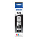Epson EcoTank T522 black ink bottle packaging with label and cap, Epson branding visible clearly.