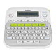 Brother D210 P-Touch Label Maker, white handheld labeler with keyboard and LCD display, Brother brand device.