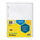Marbig A4 10 Tab White Manilla Dividers, clear plastic cover with yellow and blue label.