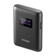 D-Link DWR-933M Wi-Fi Hotspot, black, with LCD screen and logo, portable mobile router device.