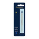 Waterman Ballpoint Refill, medium blue, silver barrel, packaged in navy blue and light blue retail blister pack.