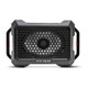 EcoXgear Defender portable speaker with black grill and red accents on a white background shown.