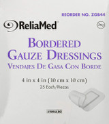 ZGB44 - ReliaMed Sterile Bordered Gauze Dressing 4 in x 4 in - Box of 25