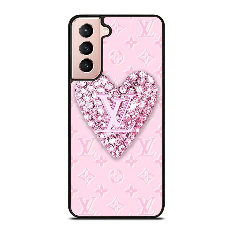 LOUIS VUITTON LOGO PINK HEART DIAMOND Samsung Galaxy S21 Case Cover