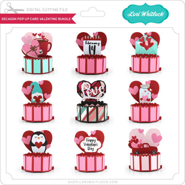 Decagon Pop Up Card Valentine Bundle - Lori Whitlock's SVG Shop