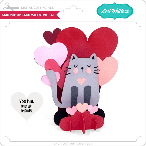 Grid Pop Up Card Valentine Cat Lori Whitlock's SVG Shop