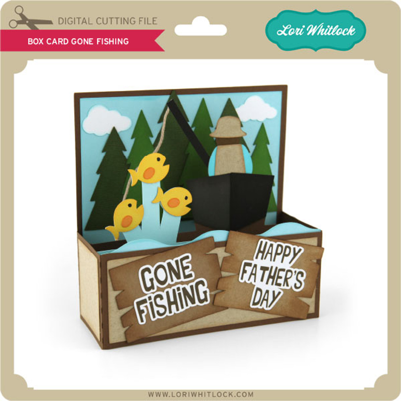 Box Card Gone Fishing - Lori Whitlock's SVG Shop