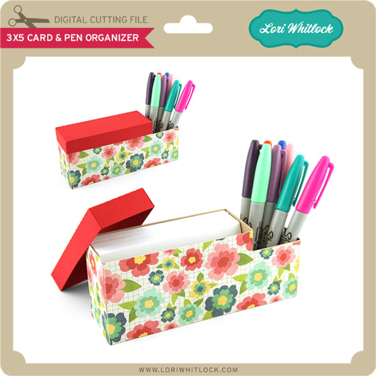 3x5 Card & Pen Organizer - Lori Whitlock's SVG Shop