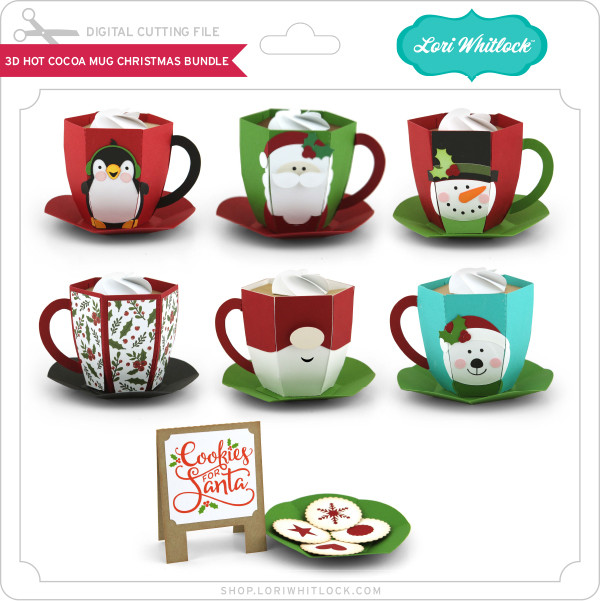 3D Hot Cocoa Mug Christmas Bundle - Lori Whitlock's SVG Shop
