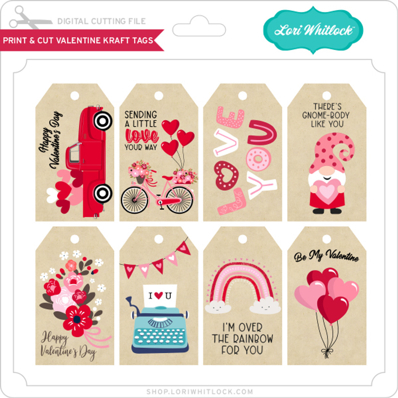 Print & Cut Valentine Kraft Tags - Lori Whitlock's SVG Shop