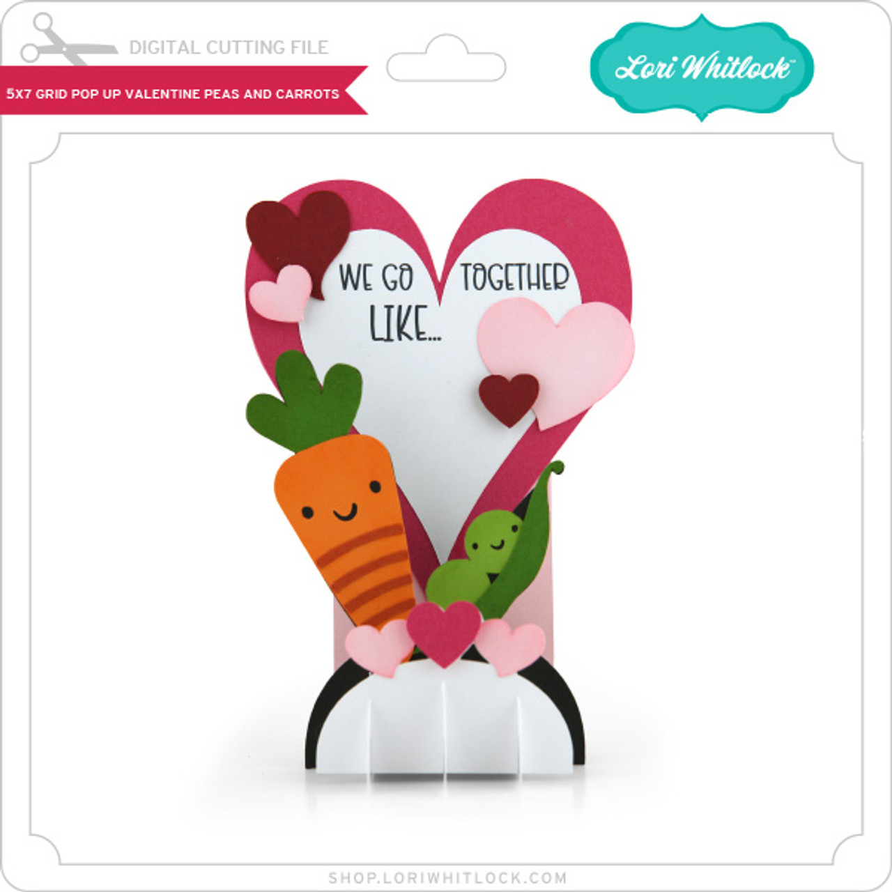 5x7 Grid Pop Up Card Valentine Peas Carrots Lori Whitlock's SVG Shop