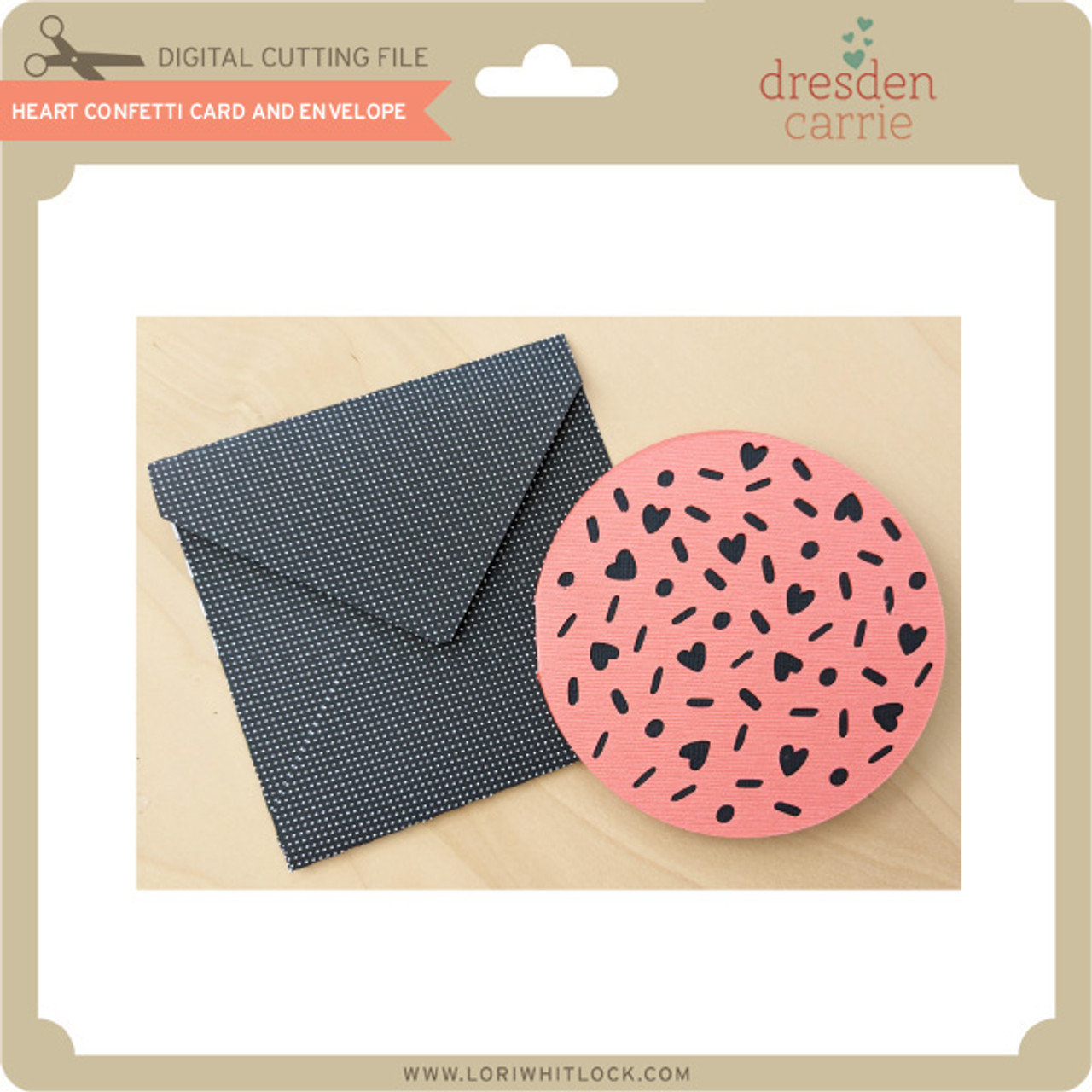 Heart Confetti Card And Envelope - Lori Whitlock's SVG Shop