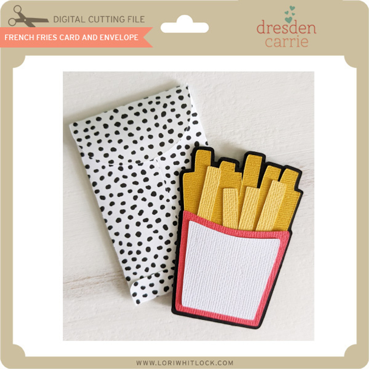 French Fries Card And Envelope - Lori Whitlock's SVG Shop