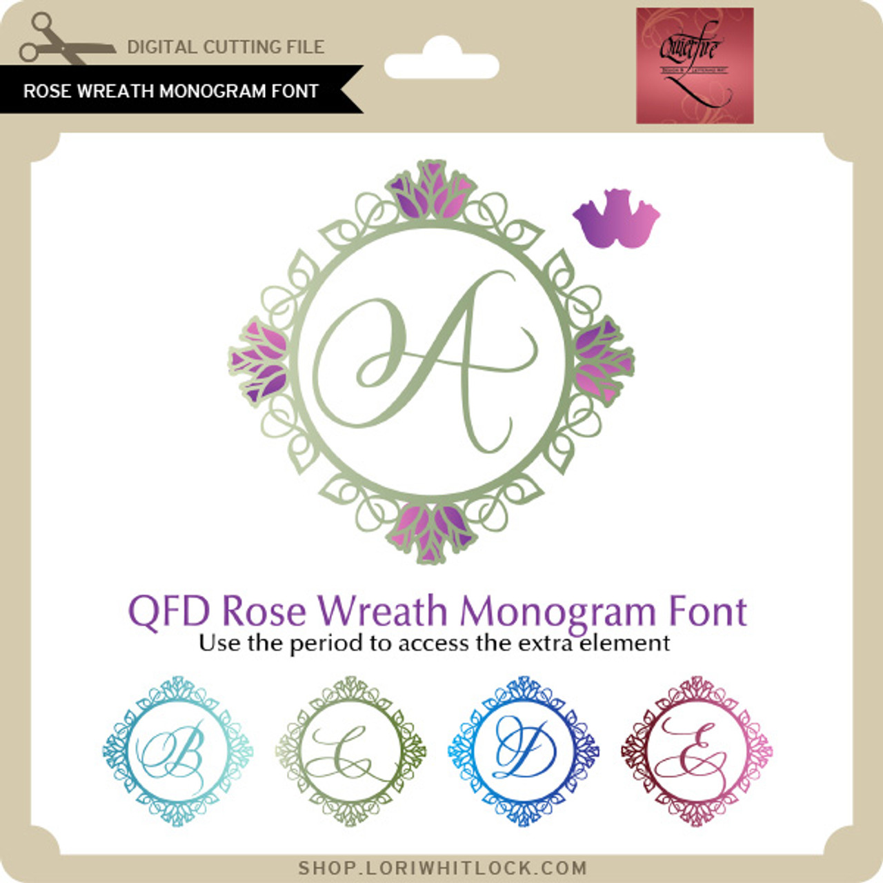 Rose Wreath Monogram Font - Lori Whitlock's SVG Shop