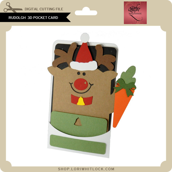 Rudolph 3D Pocket Card - Lori Whitlock's SVG Shop