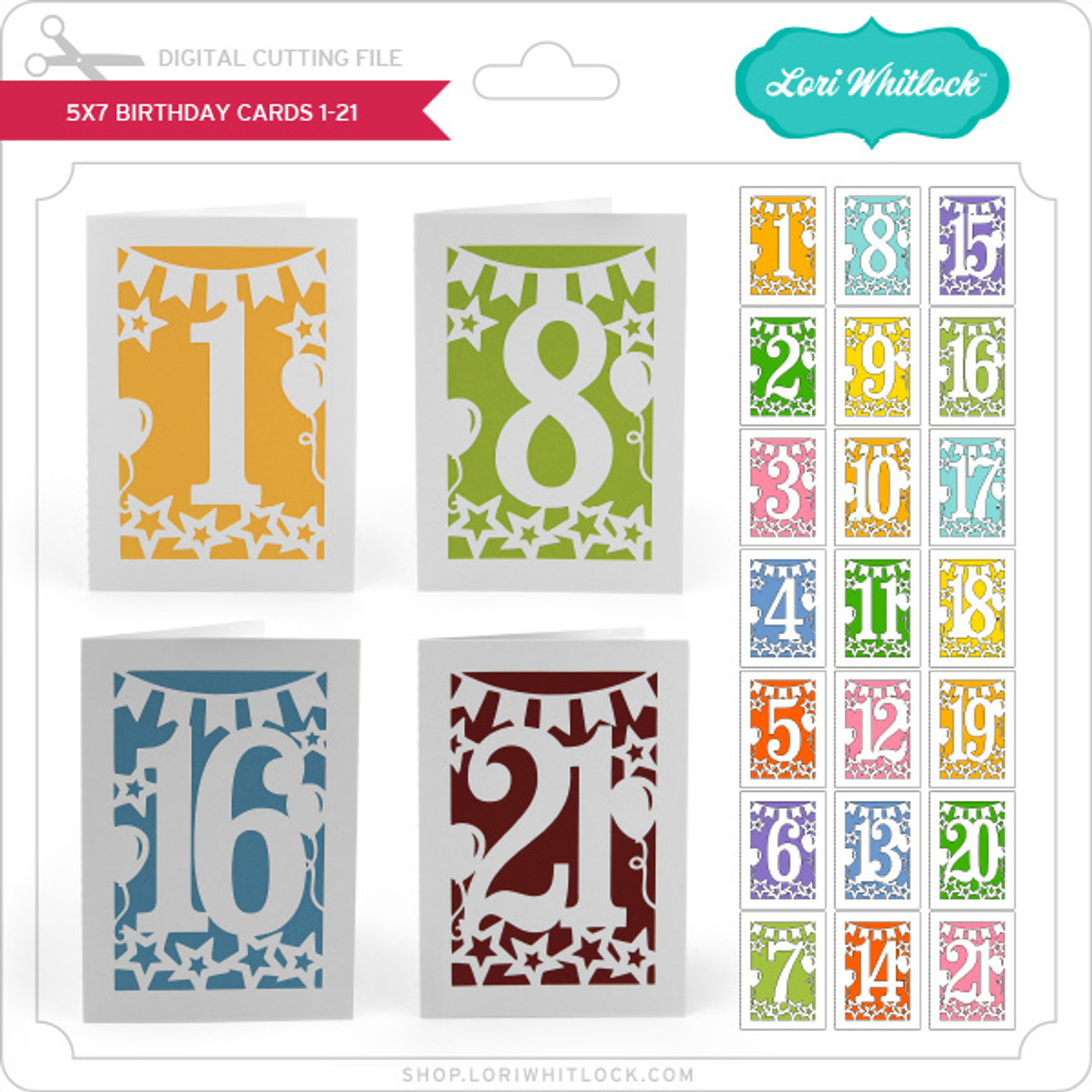 5x7-birthday-cards-1-21-lori-whitlock-s-svg-shop for Free Printable 1st Birthday Cards 5X7 Birthday Cards 1-21 - Lori Whitlock's SVG Shop for Free Printable 1st Birthday Cards