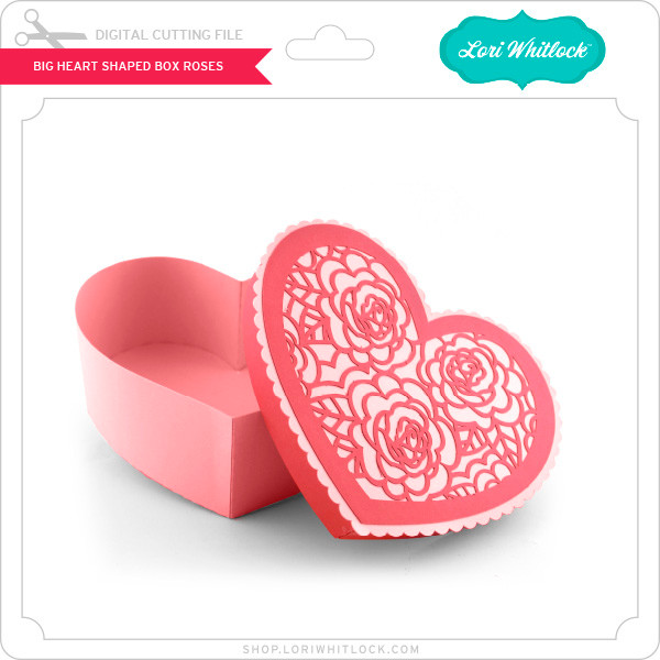 Heart Box With Roses Big Heart Shaped Box Roses - Lori Whitlock's SVG Shop