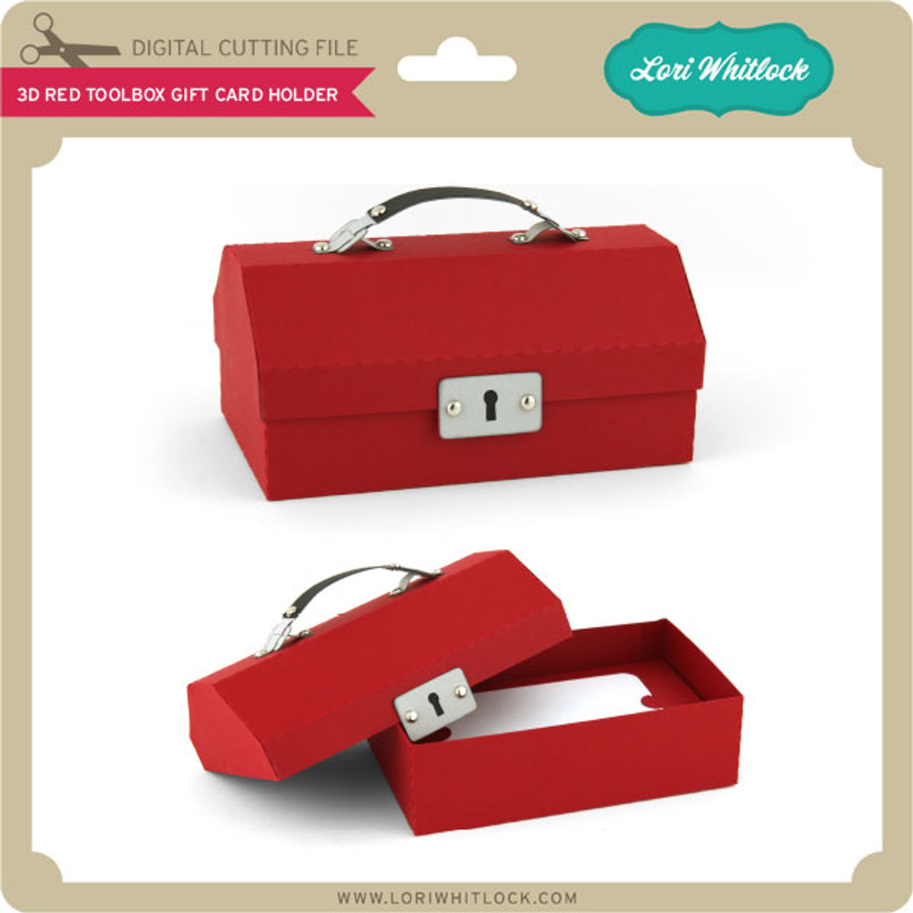 3D Red Toolbox Gift Card Holder - Lori Whitlock's SVG Shop