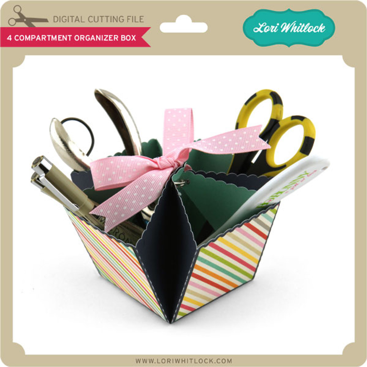 4 Compartment Organizer Box - Lori Whitlock's SVG Shop