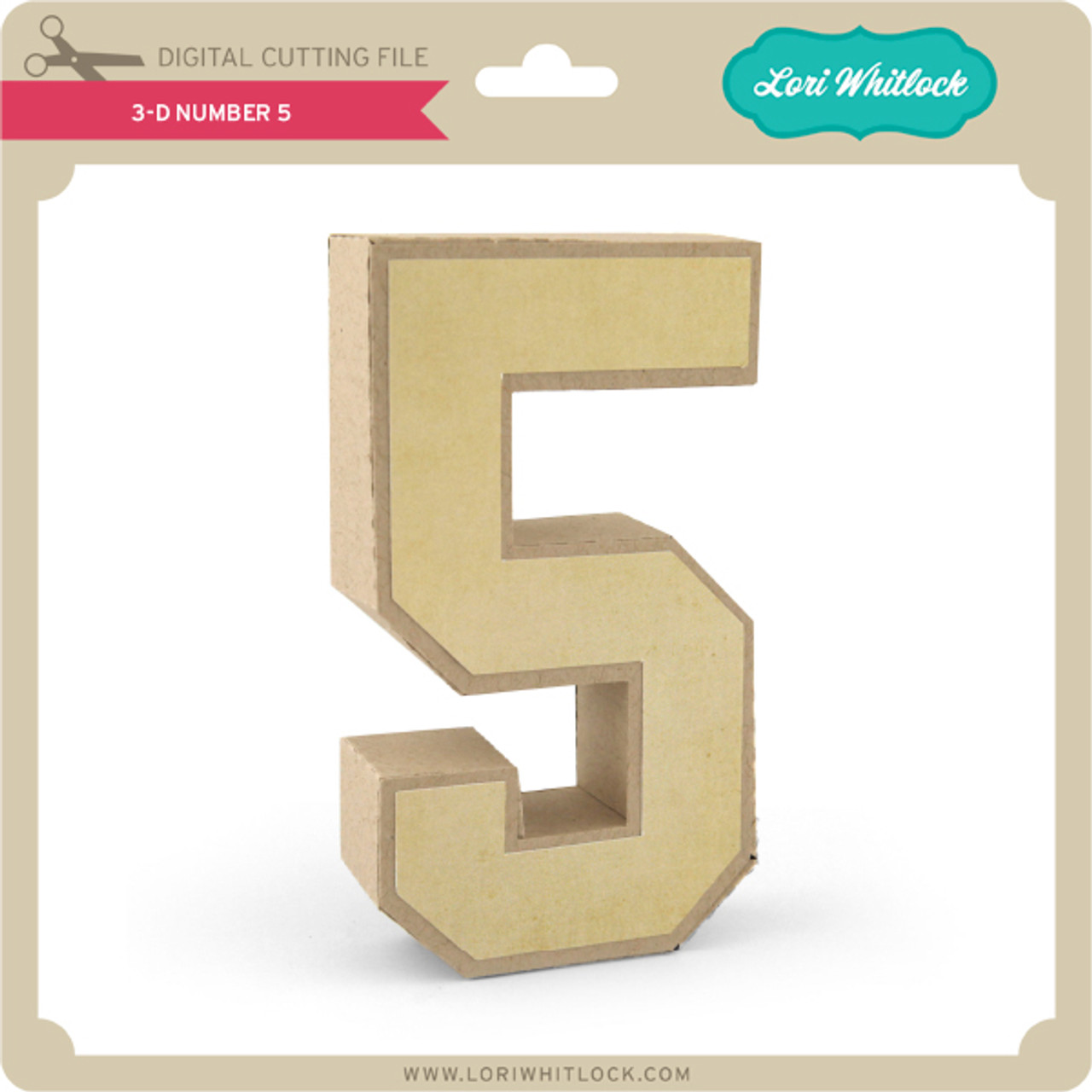 3-D Number 5 - Lori Whitlock's SVG Shop