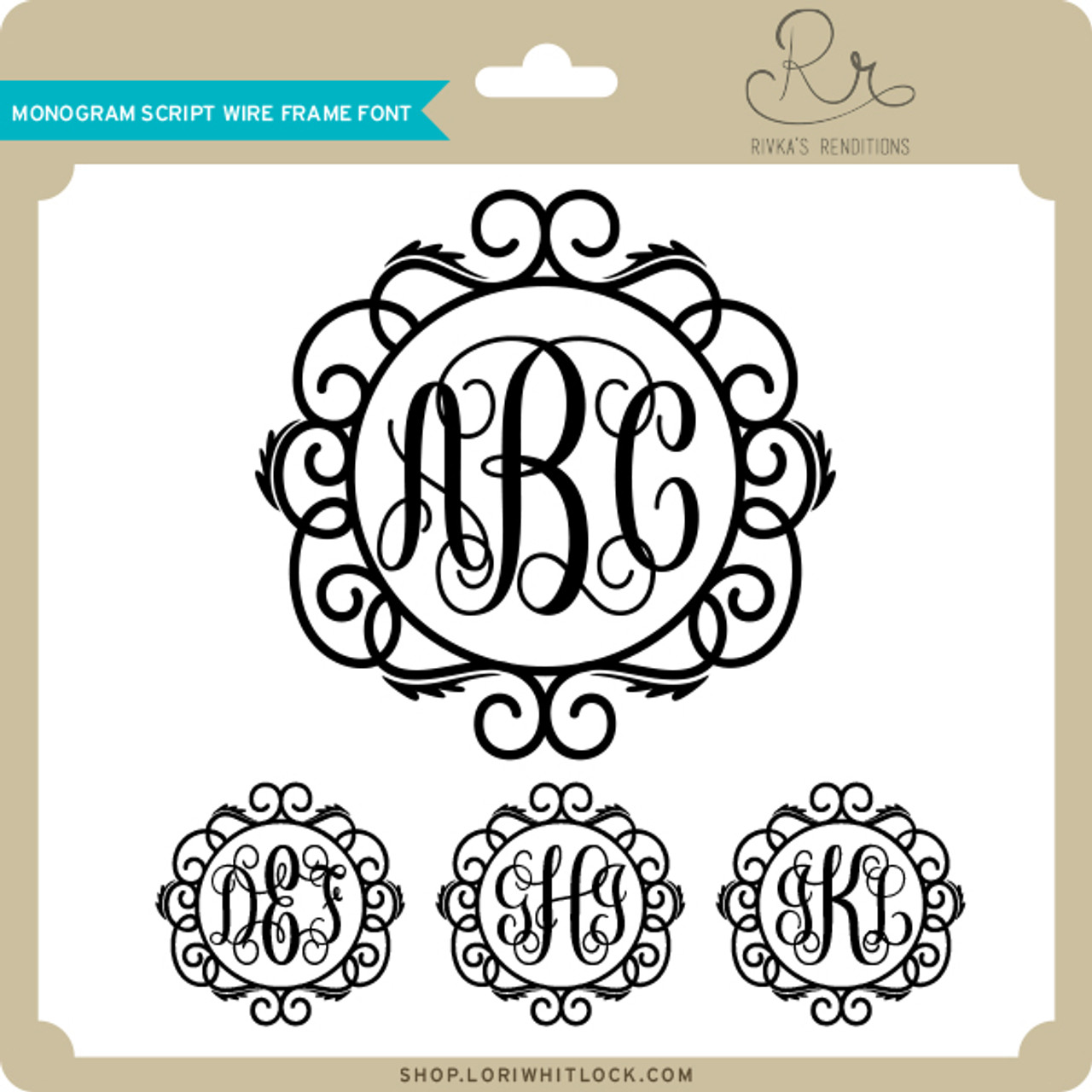 Monogram Script Wire Frame Font - Lori Whitlock's SVG Shop