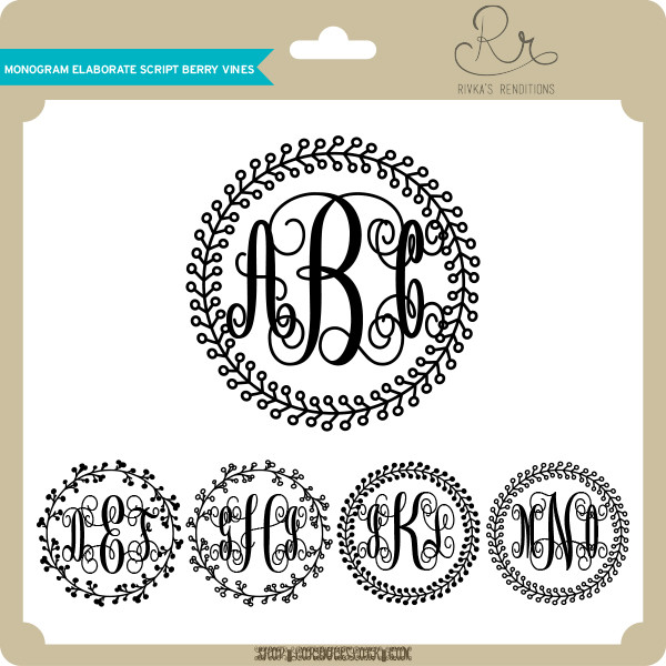 Monogram Elaborate Script Berry Vines - Lori Whitlock's SVG Shop