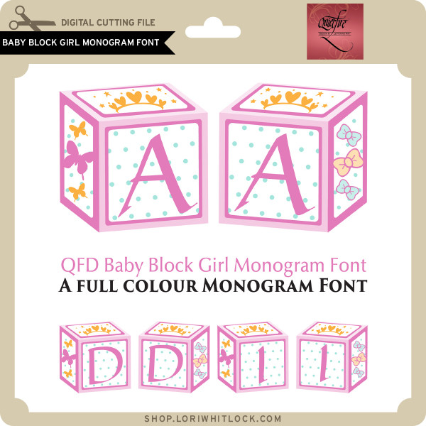 Baby Block Girl Monogram Font - Lori Whitlock's SVG Shop
