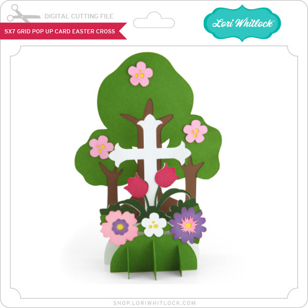 5x7 Grid Pop Up Card Easter Cross - Lori Whitlock's SVG Shop