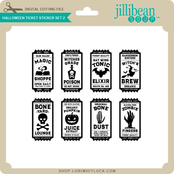 Ticket Sticker Halloween Tickets Sticker Set 2 - Lori Whitlock's SVG Shop