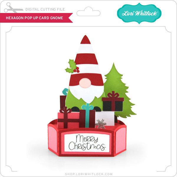 Hexagon Pop Up Card Valentine Gnome - Lori Whitlock's SVG Shop