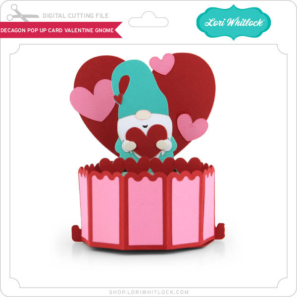 Hexagon Pop Up Card Valentine Gnome - Lori Whitlock's SVG Shop