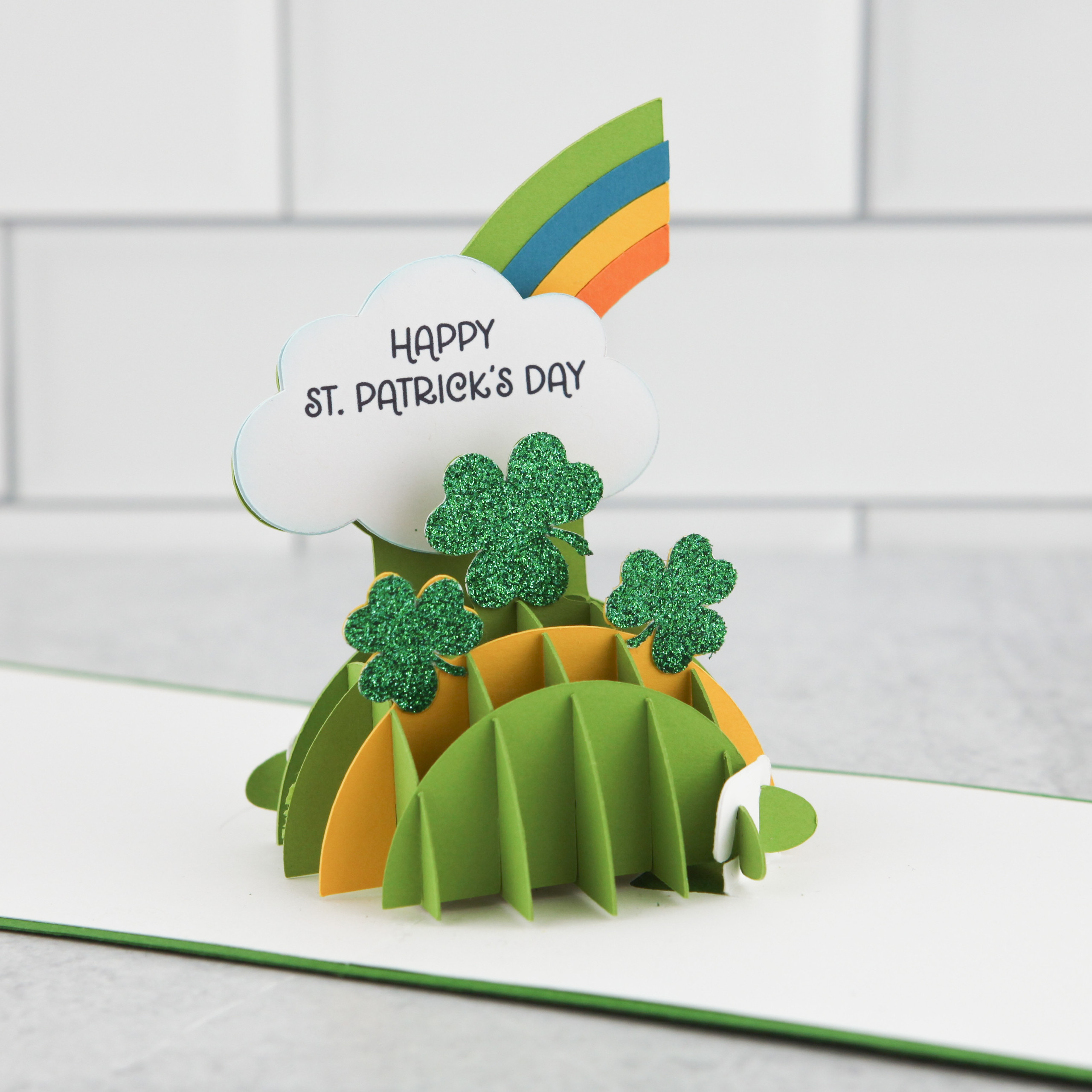 A2 Sliceform Pop Up Card St Patrick Clover - Lori Whitlock's SVG Shop