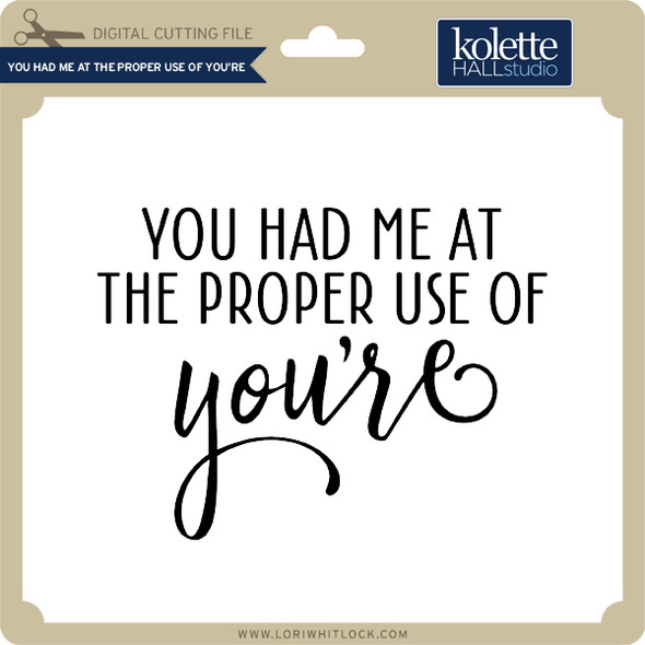You Had Me At the Proper Use of You're You Had Me At the Proper Use of You're
