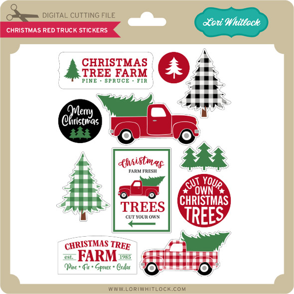 Christmas Red Truck Stickers