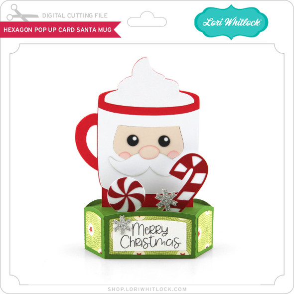 Hexagon Pop Up Card Santa Mug