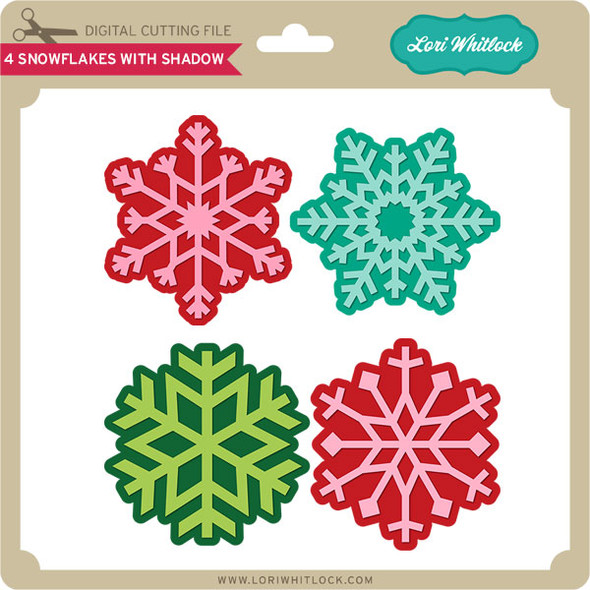 4 Snowflakes with Shadow