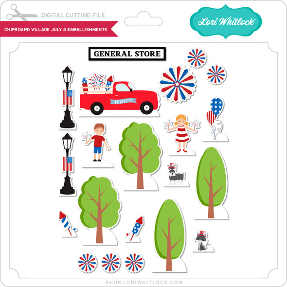 Chipboard Village July 4 Embellishments