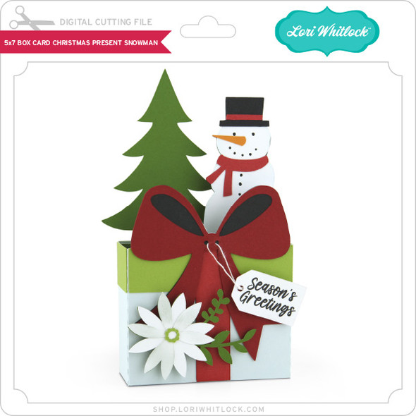 5x7 Box Card Christmas Present Snowman