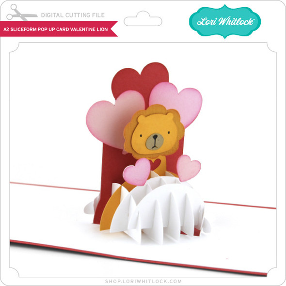 A2 Sliceform Pop Up Card Valentine Lion