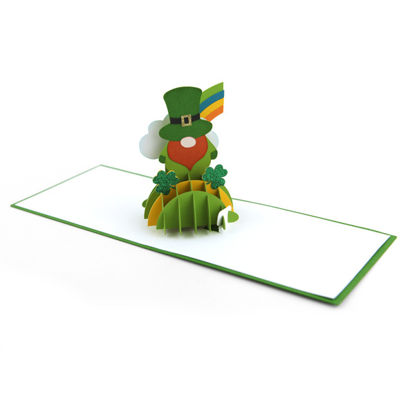 A2 Sliceform Pop Up Card St Patrick Gnome