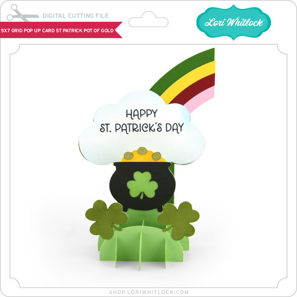 5x7 Grid Pop Up Card St Patrick Pot Of Gold