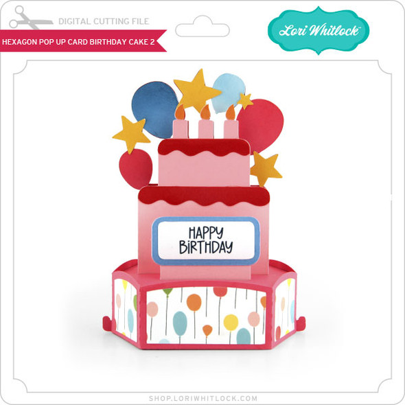 Hexagon Pop Up Card Birthday Cake 2