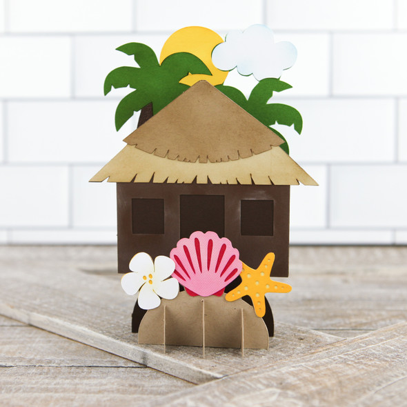 Grid Box Card Summer Island Hut