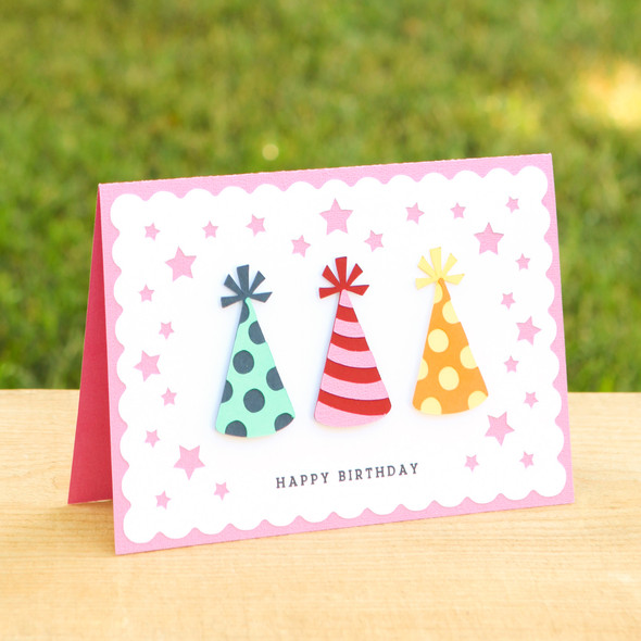 5x7 Pop Dot Card 3 Birthday Hats