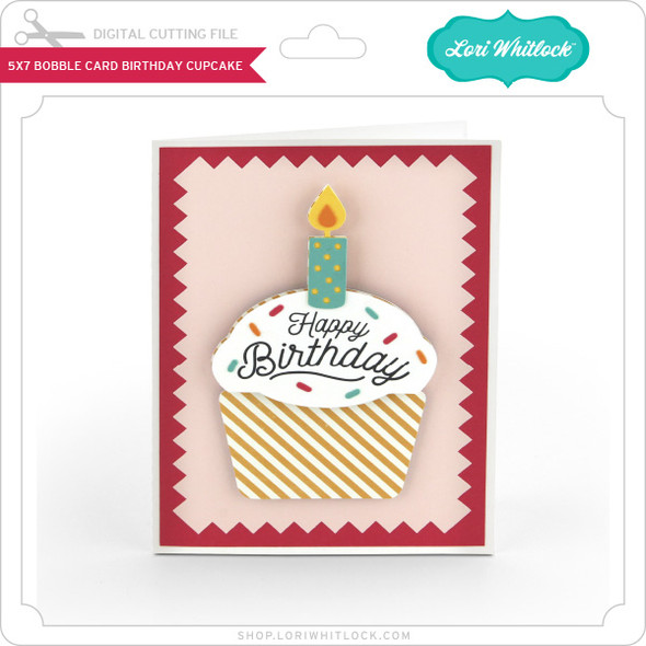 5x7 Bobble Card Birthday Cupcake